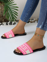 Paris Letter Knit Band Slide Sandals